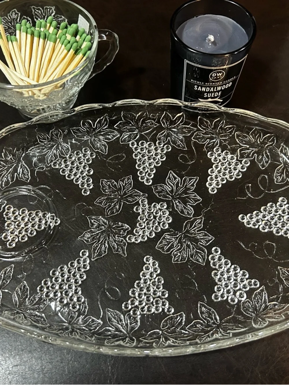 Vintage Anchor Hocking Snack GLASS SERVING TRAY CUP Restyle w striker marches